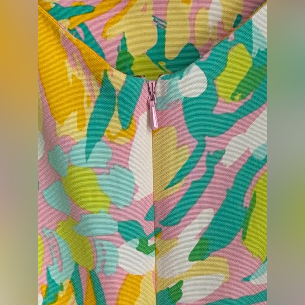 Lilly Pulitzer Sleeveless Fit & Flare Dress Size 10 Floral Pink Yellow Green - Picture 8 of 16